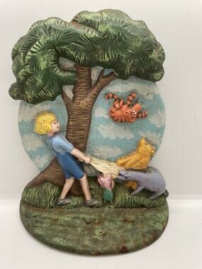 Playful Vintage Disney Winnie the Pooh Cast Iron Doorstop Bookend Tigger Eeyore